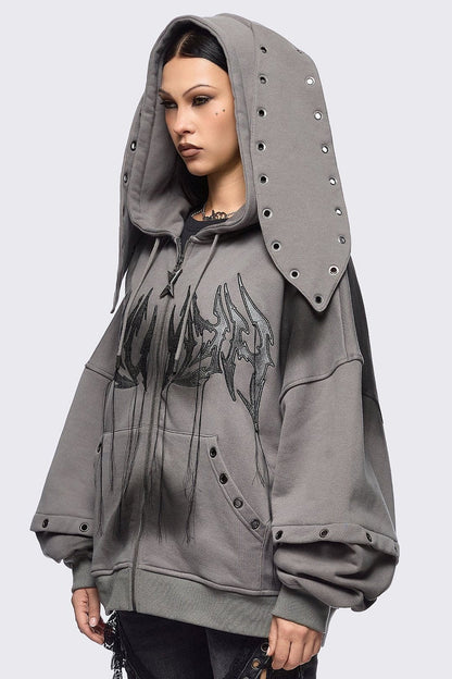 Heaven Grey Washed Zip Up Hoodie | Minga London Featured