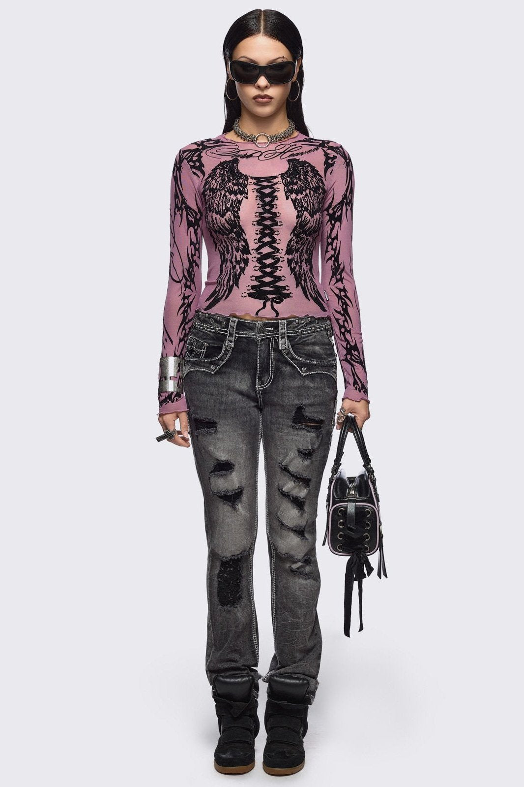 Wing It Pink Mesh Top | Minga London Latest
