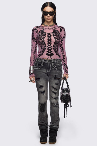 Wing It Pink Mesh Top | Minga London Latest