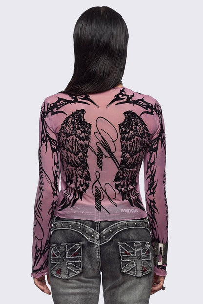 Wing It Pink Mesh Top | Minga London Latest