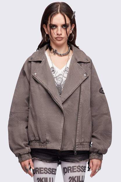 Harley Taupe Bomber Jacket | Minga London Top Pick