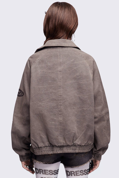 Harley Taupe Bomber Jacket | Minga London Top Pick