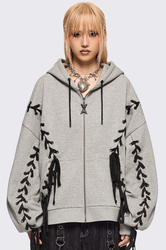 Mia Grey Zip Up Hoodie | Minga London Best Price
