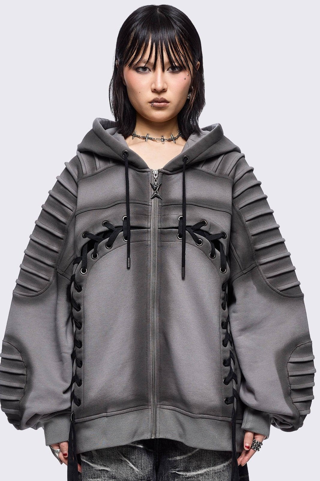 Vyre Grey Zip Up Hoodie | Minga London Latest