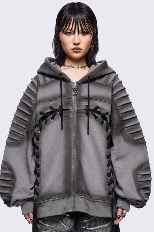 Vyre Grey Zip Up Hoodie | Minga London Latest