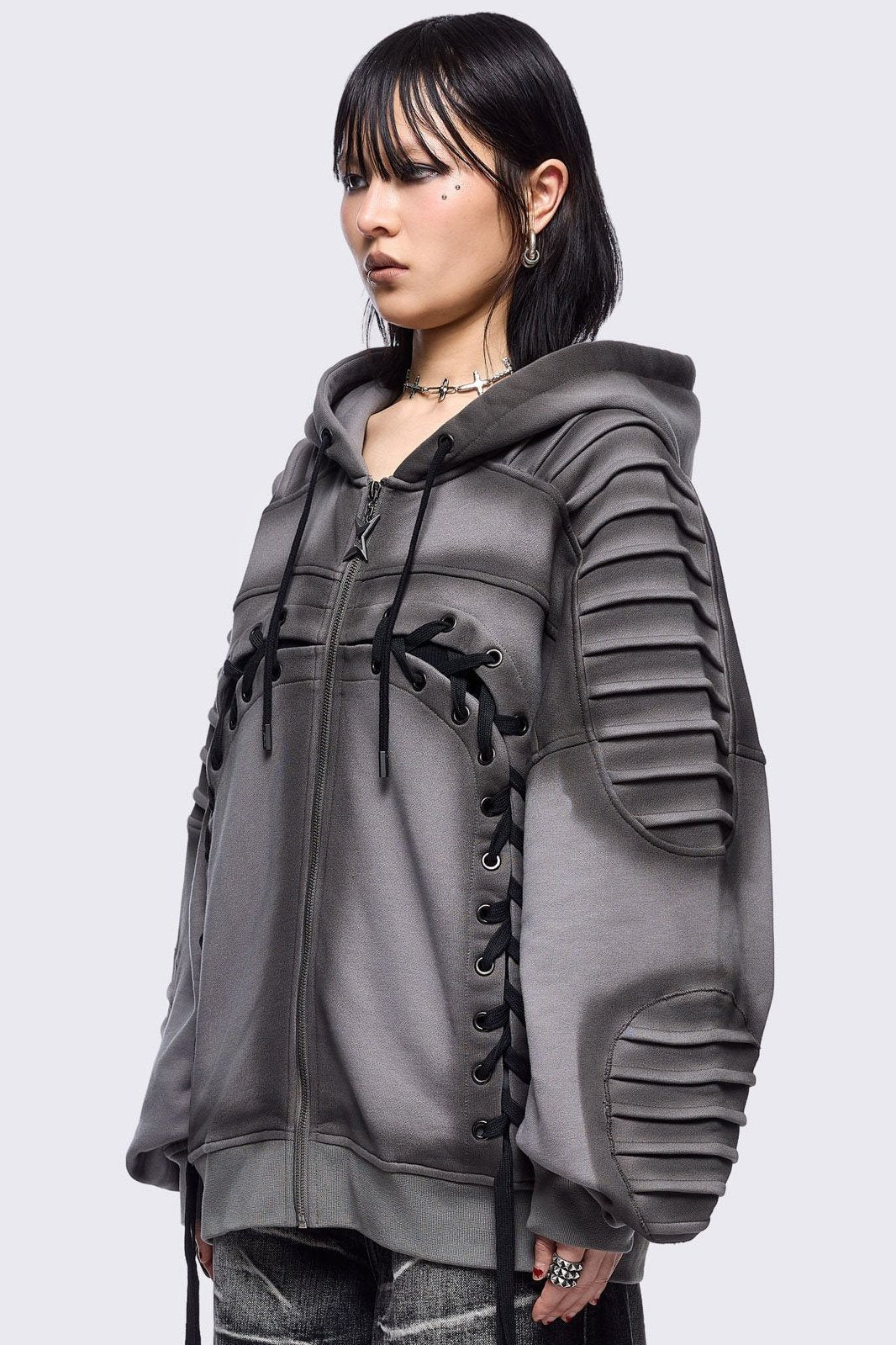 Vyre Grey Zip Up Hoodie | Minga London Latest