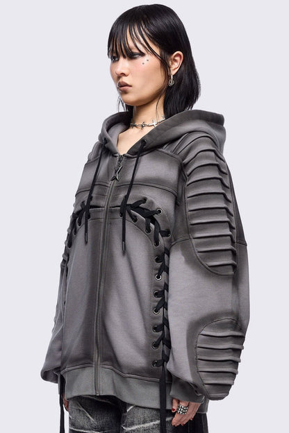 Vyre Grey Zip Up Hoodie | Minga London Latest