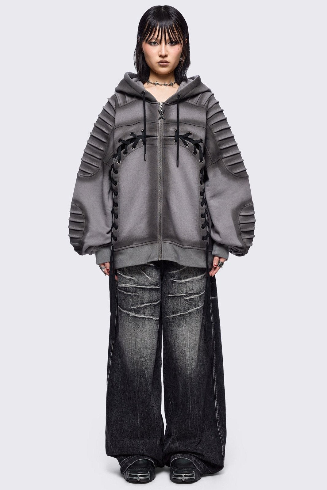 Vyre Grey Zip Up Hoodie | Minga London Latest