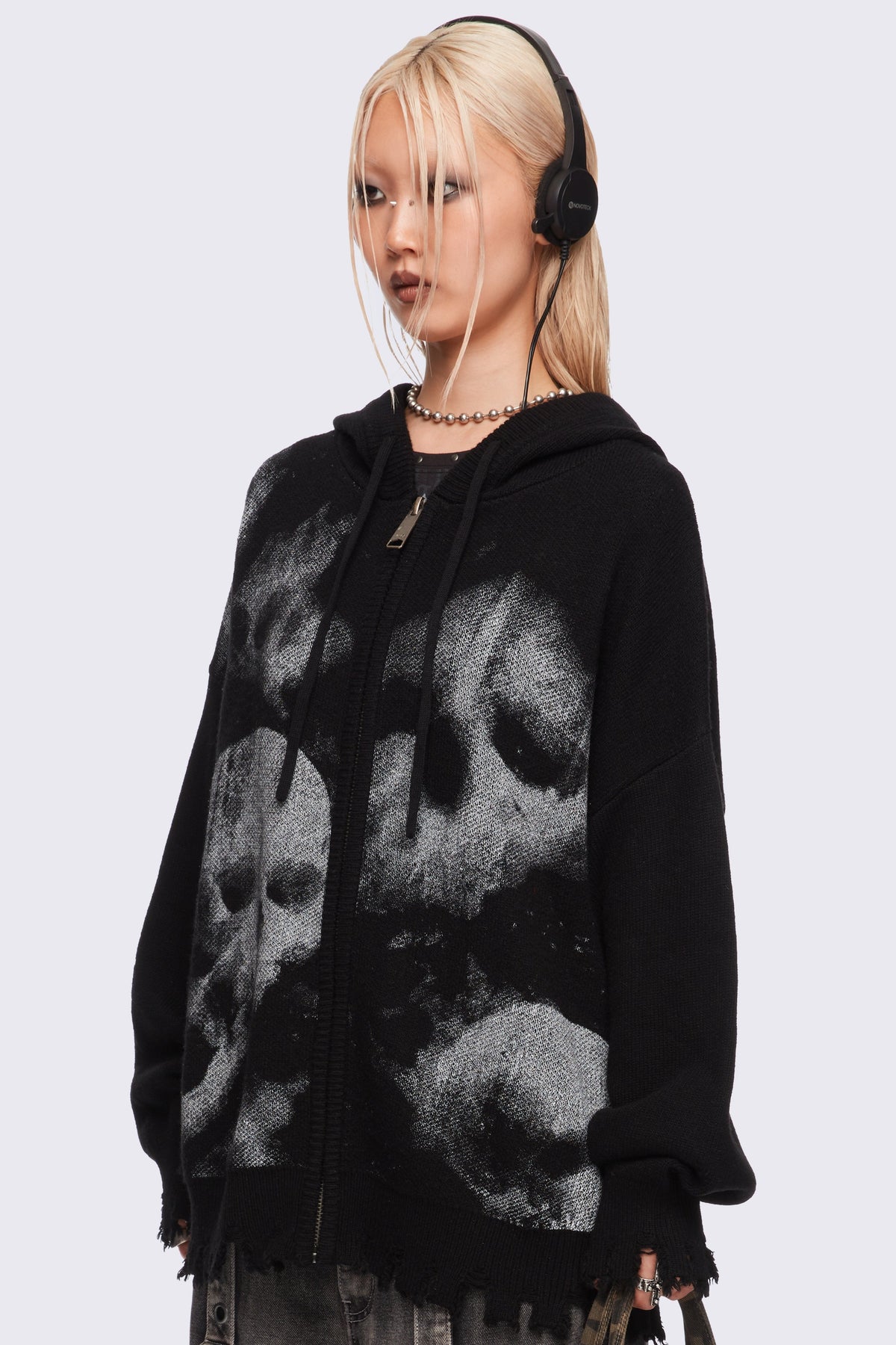 Skull Crusher Knitted Zip-Up Hoodie | Minga London Customer Favorite
