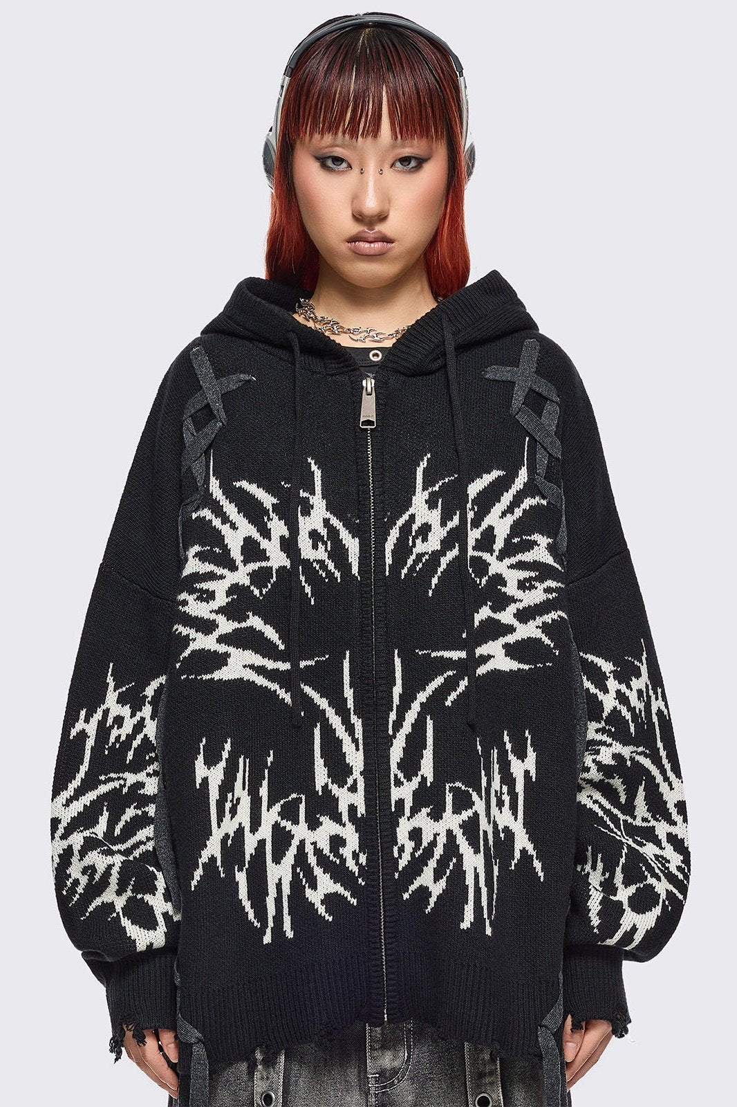 Abyx Knitted Zip-Up Hoodie | Minga London Trending