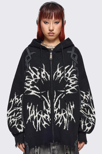 Abyx Knitted Zip-Up Hoodie | Minga London Trending