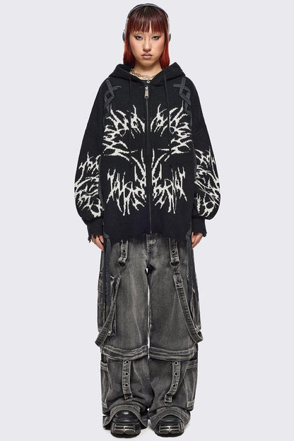 Abyx Knitted Zip-Up Hoodie | Minga London Trending