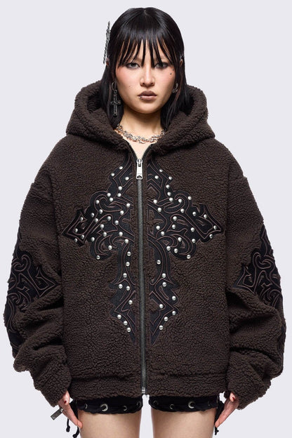 Sinner Brown Borg Jacket | Minga London Smart Buy