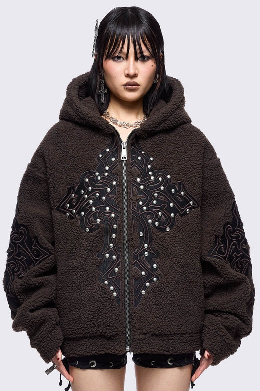 Sinner Brown Borg Jacket | Minga London Smart Buy