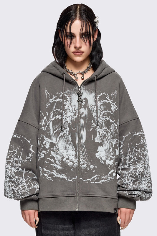 Ascension Grey Zip Up Hoodie | Minga London Premium